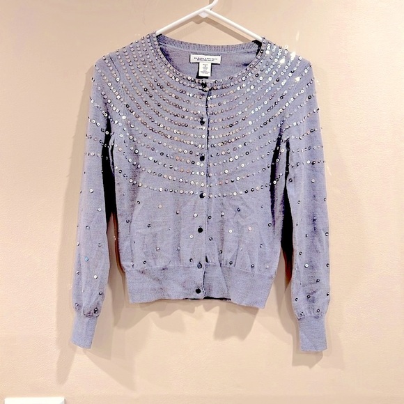 🔥Banana Republic Gray Cardigan with Silver Sequins🔥 - Picture 1 of 5
